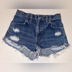 Vintage Levi’s 619 Orange Tab Cutoff Shorts Women’s 28 Y2K Raw Hem Denim